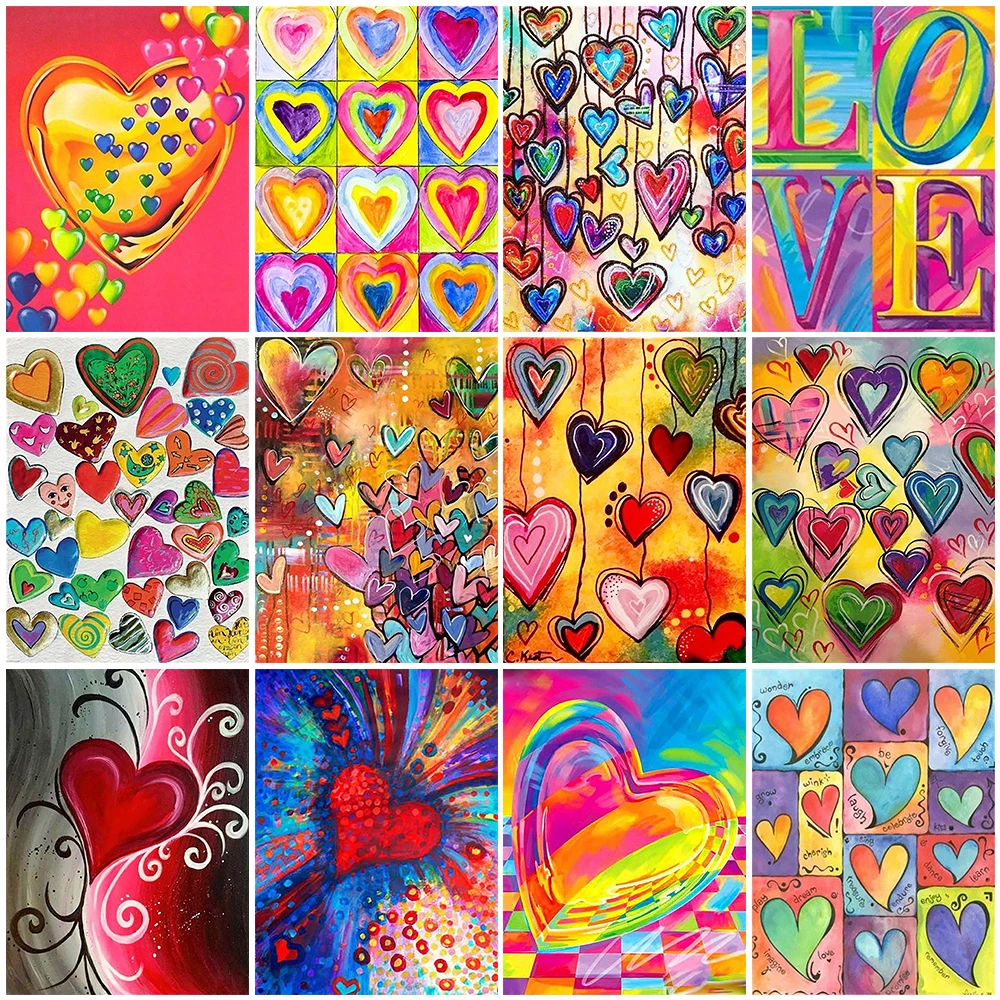 

5D Diamond Painting Abstract Love Pattern Diy Anime Heart Full Square Drill Diamond Mosaic For Kids New Year Gift Home Decor