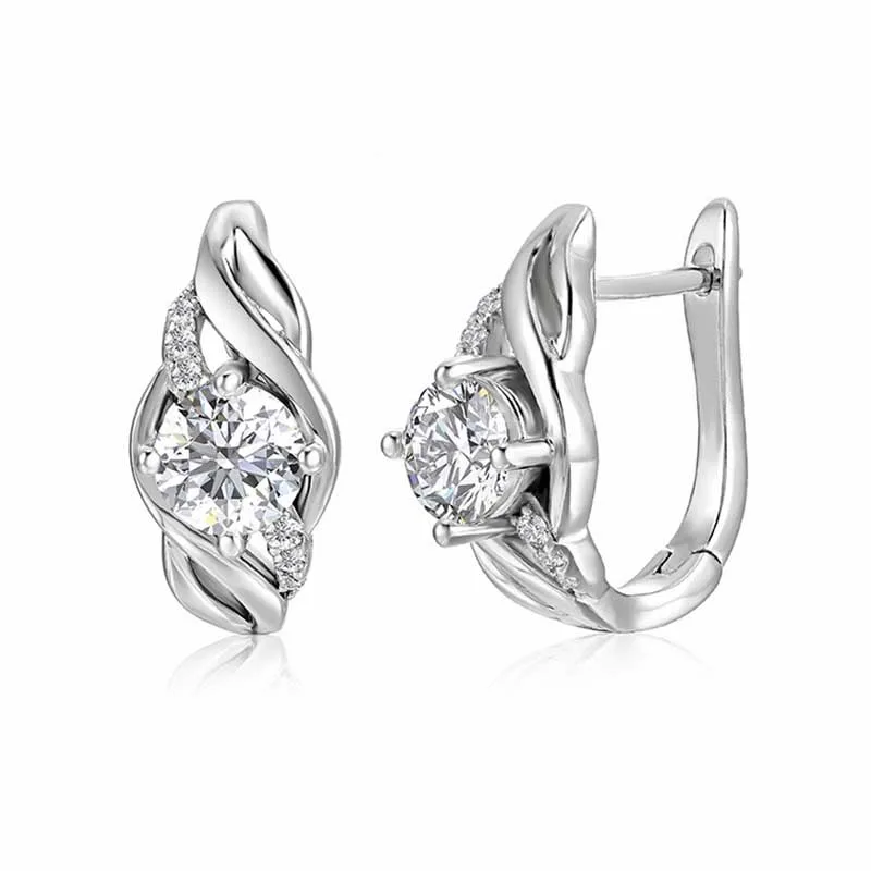 

1ct Iced Moissanite Clip Earrings Women 925 Sterling Silver D VVS1 Lab Diamond Huggie Earrings White Gold Plated Pass Tester