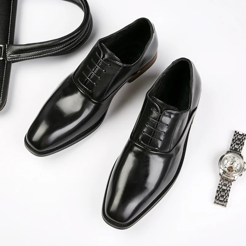 

Oxfords Leather Men Genuine Leather Shoes Pointed Toe Fashion Formal Business Male Wedding Shoes Gentleman Dress Shoes