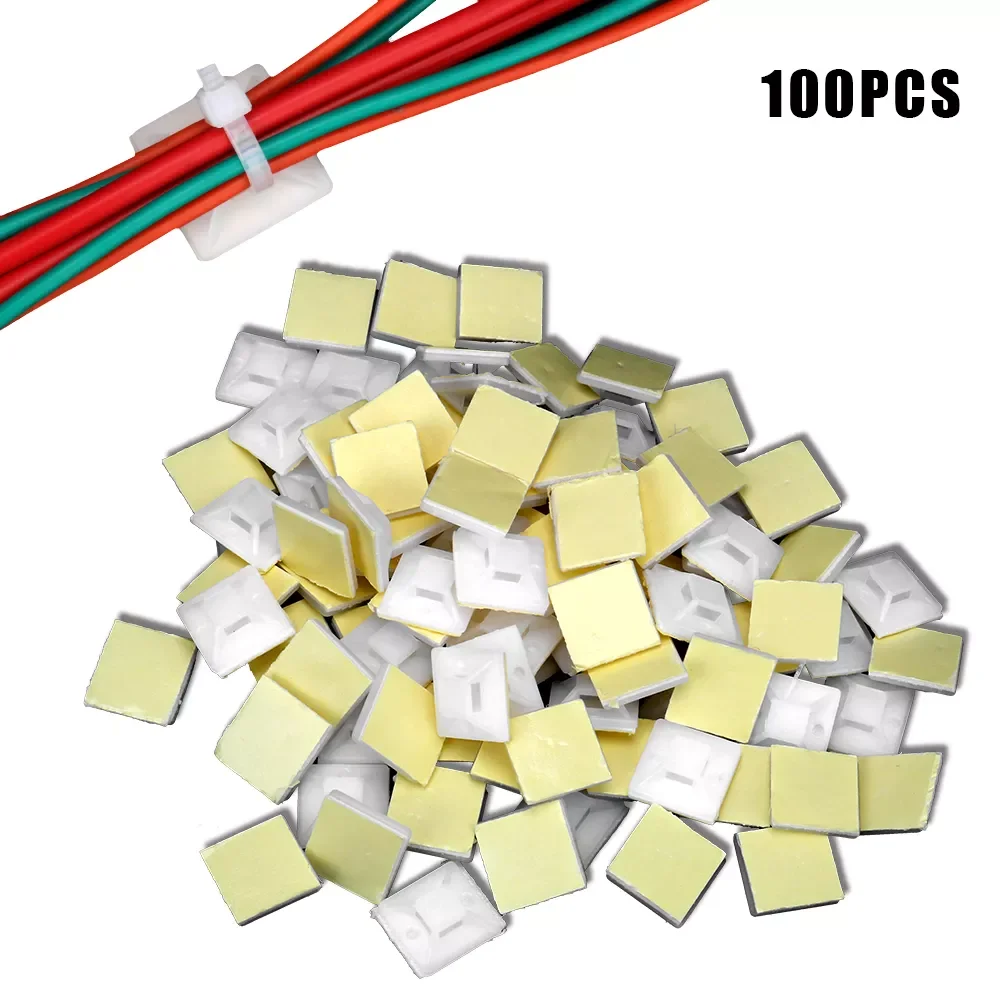 

Fixing Seat Clamps Self Adhesive 2cm x 2cm Wiring Accessories Wire Wall Holder Cable Tie Base Zip Tie Mount 100PCS