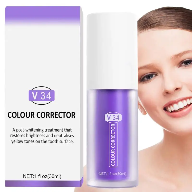 

30ml V34 Teeth Whitening Toothpaste Tooth Enamel Care Colour Corrector Teeth Sensitive Intensive Stain Removal Reduce Yellowing