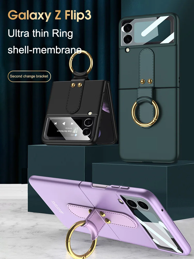 

The New Drop Resistant Folding Ring Holder Cover for Samsung Galaxy z Flip3 Case Lens Protection Scratch resistant phone case