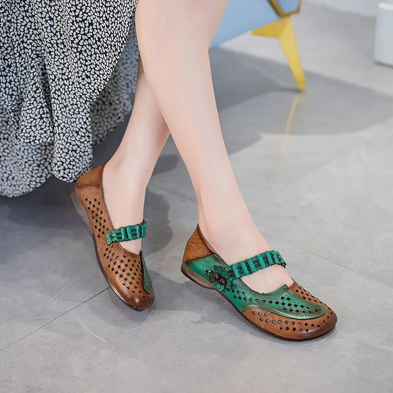 Xiuteng  Cowhide Women's Shoes Spring And Autumn Models 2022 Flat Shoe Bottom Mother Shoes Non-Slip Large Size Cow Leather Shoes