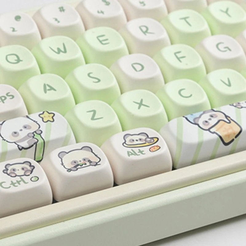 Механические колпачки для клавиш PBT 137 молочно-зеленая тема панды MOA Прямая