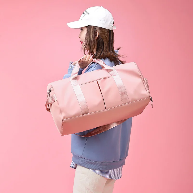 

Gym Women Yoga Duffel Hand Bag with Laptop and Shoe Compartment Large Capacity Luxury Pink Fitness Shoulder Bag Waterproof Men