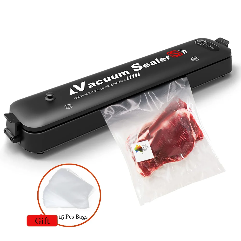 

Vacuum Sealer Machine for Food Preservation EU/UK/US Plug Plastic Bag Sealer Portable Food Packing Tools with 15 Pcs Vacuum Bag