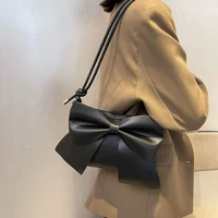 mbti fashion pu bowknot sac a main femme solid concise sac a main femme elegant korean style daily zipper women shoulder bag