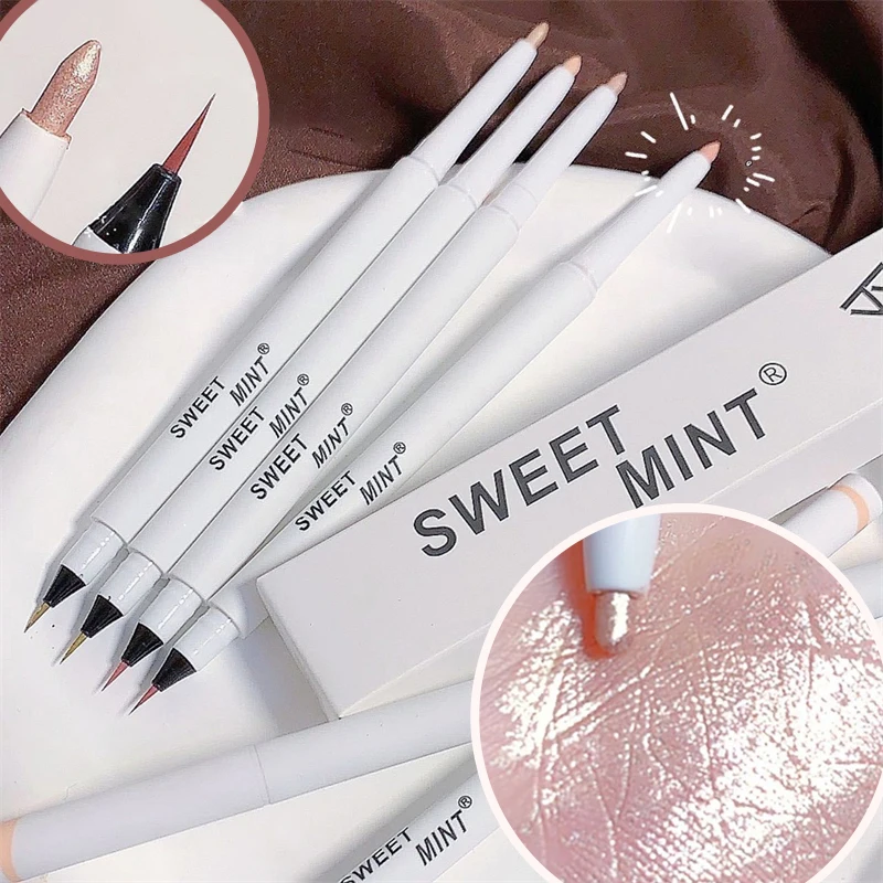 

Double Headed Diamond Silkworm Pencil Glitter Matte Eyeshadow Liner Pencil Eye Highlighter Shadow Long Lasting Pink Eyeliner Pen