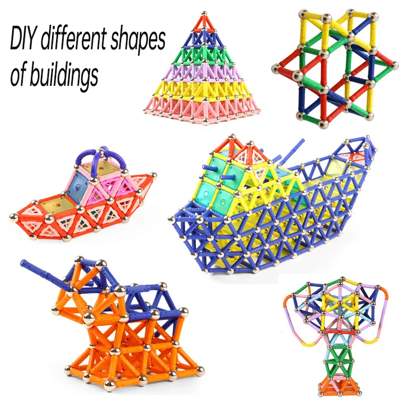 

60/800PCS DIY Magnetic Building Blocks Educational Toy Magic Wand Creative Design Rod Iron Ball Puzzle Versatile Magnet Kid Gift