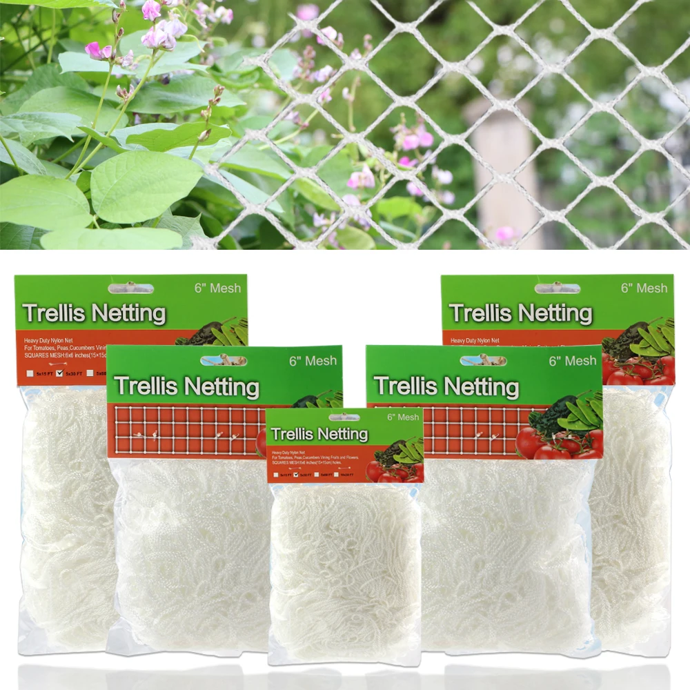 Garden Plant Trellis Netting Heavy Duty Polyester Grow Net with Square Mesh for Climbing Vegetables Fruits Flowers Support Vine