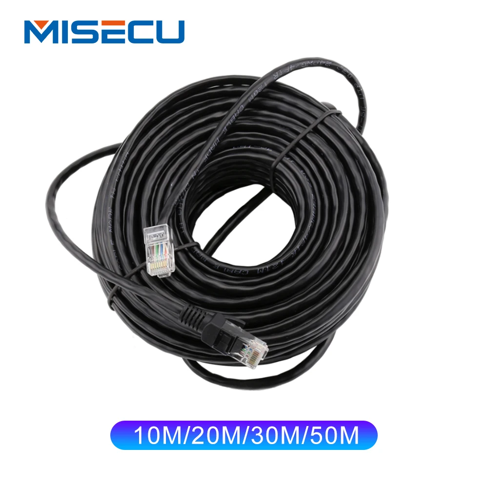 MISECU10M 20M 30M 50M cat RJ45 Patch Outdoor Waterproof Lan Cable Cord Network Cables Black Color For CCTV POE IP Camera System