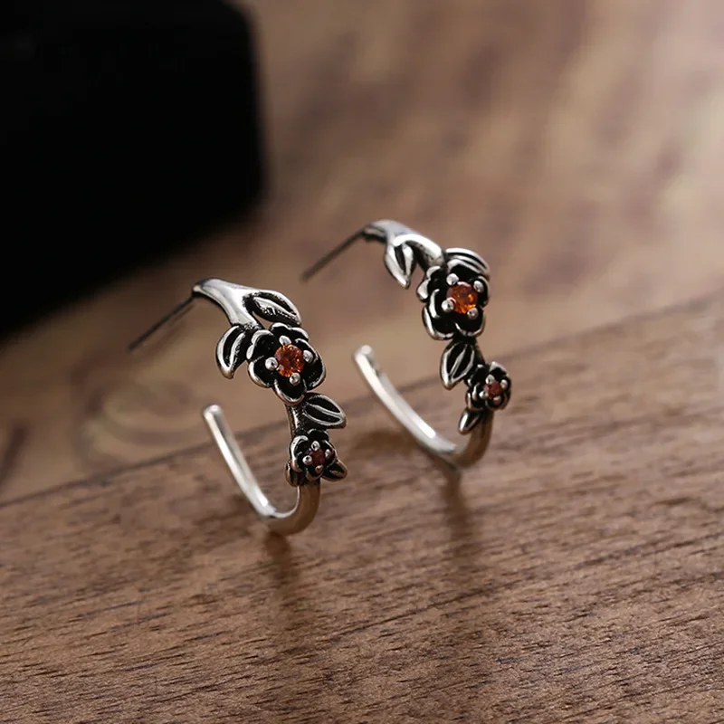 Женские серьги с 3D розами гибкие полукруглые в форме буквы C элегантные