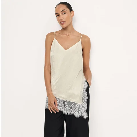 Linad элегантный атласный абрикосовый камзол на тонких бретельках уличный шикарный кружевной жилет с разрезом женский повседневный шелковый топ женский 2023 лето розовый