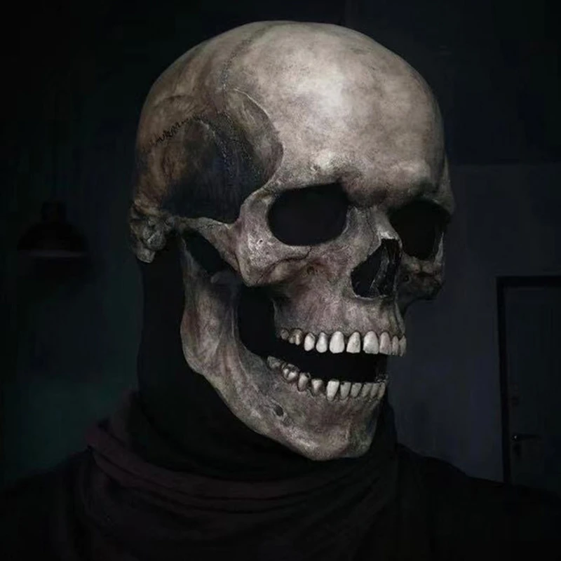 Полноразмерная маска с черепом шлем подвижными челюстями полная голова