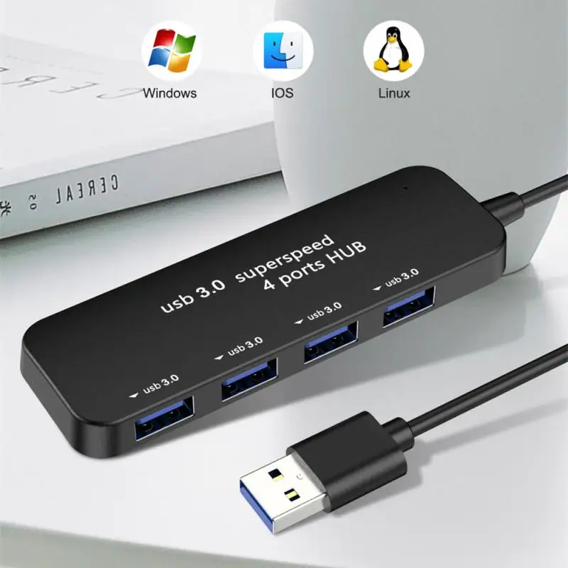 Ultra Thin 4-port USB 3.0 Hub High Speed Multi  Splitter Ultra-Slim OTG Adapter For Laptops Desktops PC Computer Accessories