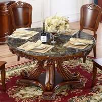 tree style dining table and chair combination solid wood marble round table dining room table 1 3m and 1 5m with turntable