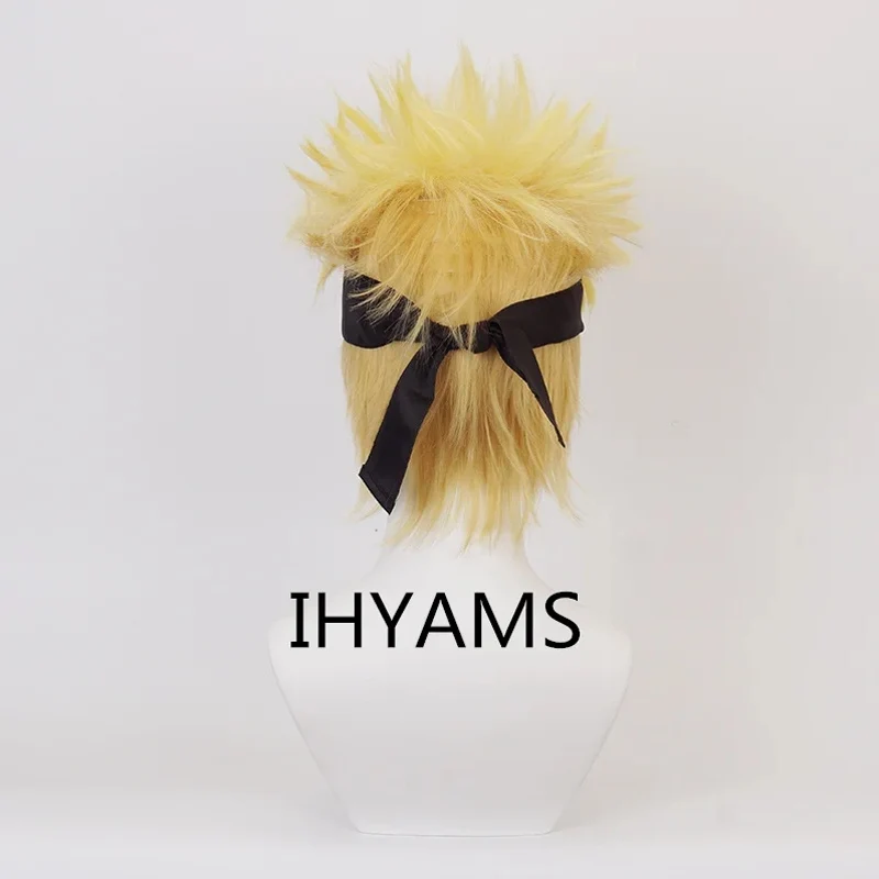 Узумаки Косплей Парики 30 см Короткие золотисто-желтые термостойкие парики из