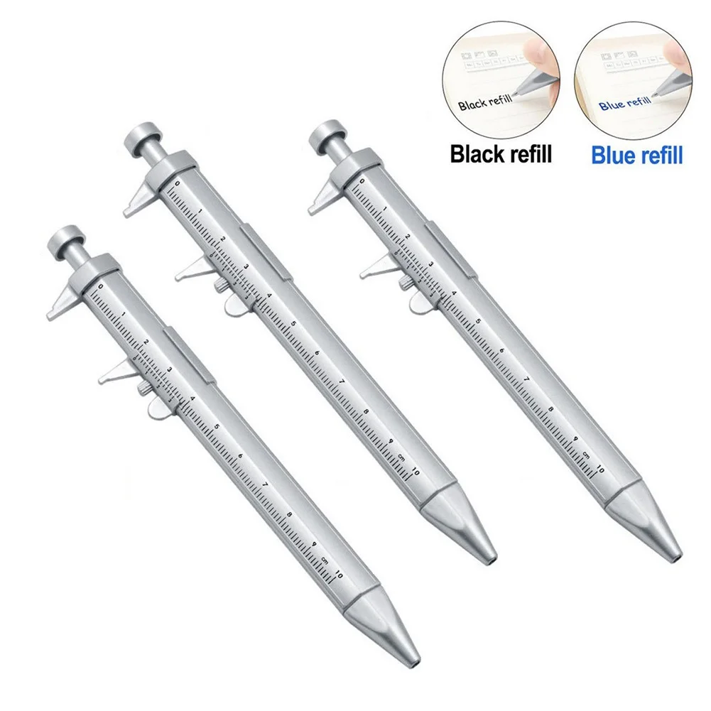 

3pcs Multifunction 0.5mm Caliper Pen Gel Ink Pen Vernier Caliper Roller Ball Pen Stationery Ball-Point Plastic Stationery Gift