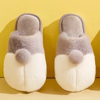 plush slippers autumn and winter cotton slippers plush warm indoor men and women couples cute corgi hip cotton slippers women