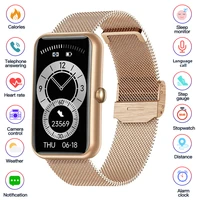 golden stainless steel smart watch women smartwatch 2022 waterproof bracelet heart rate blood pressure sports fitness tracker
