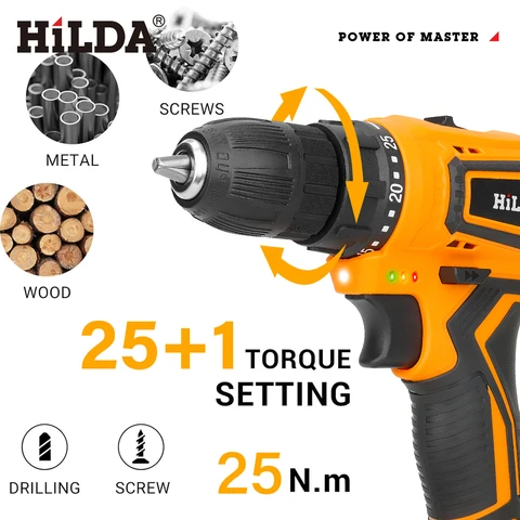 HILDA Беспроводная электродрель 12/16,8 В