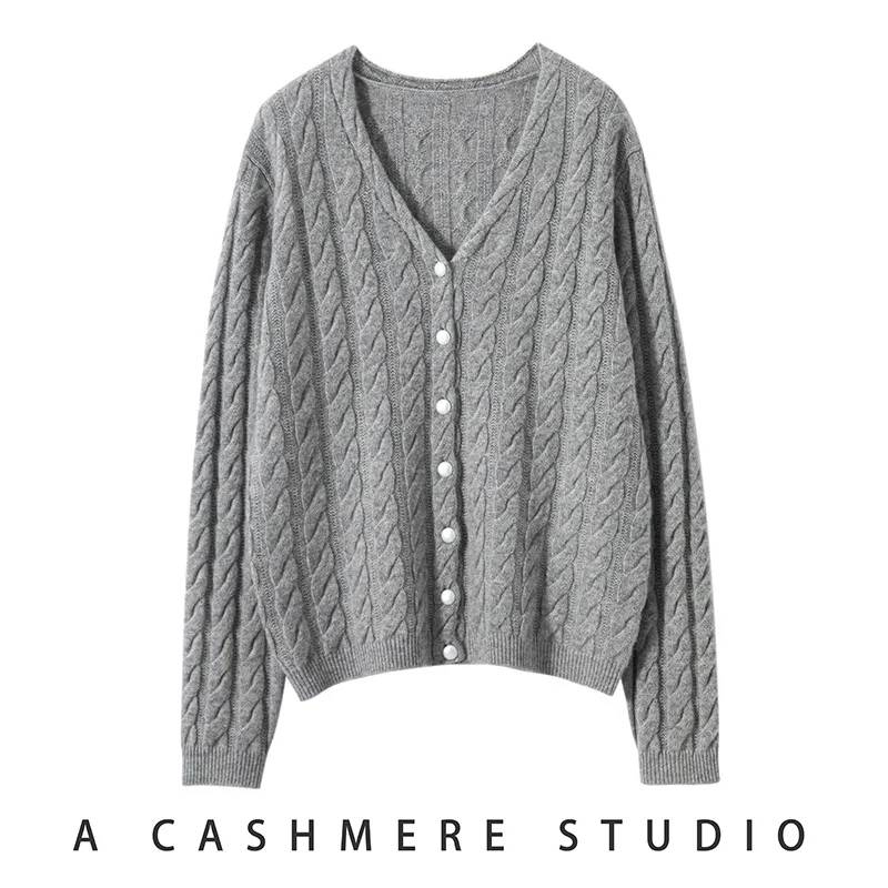 Мягкие кардиганы BirdTree из 100% чистого кашемира Женский вязаный жакет с V-образным