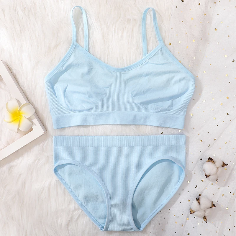 

Sexy Seamless Bra Women Lingerie Set Low Waist Briefs Panties Wireless Brassiere Bralette Tops Female Underwear Set Intimates