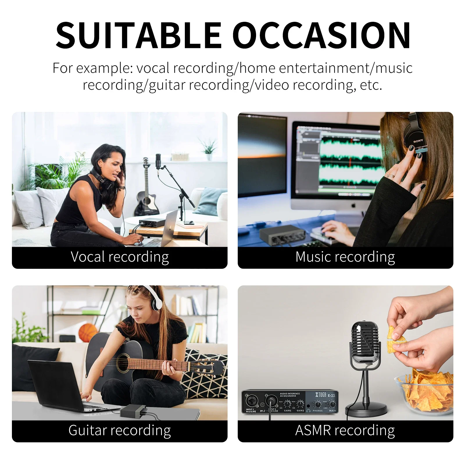 XTUGA E22 Профессиональный микшер звуковой карты Аудиоинтерфейс Звуковая карта с