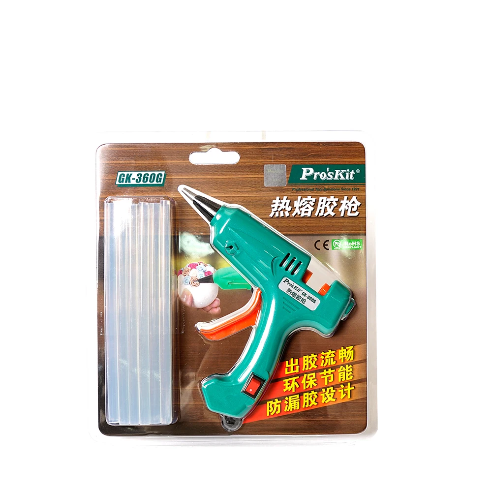 Pro'skit Пистолет для термоклеевого клея Ручной бытовой пистолет горячего GK-360G