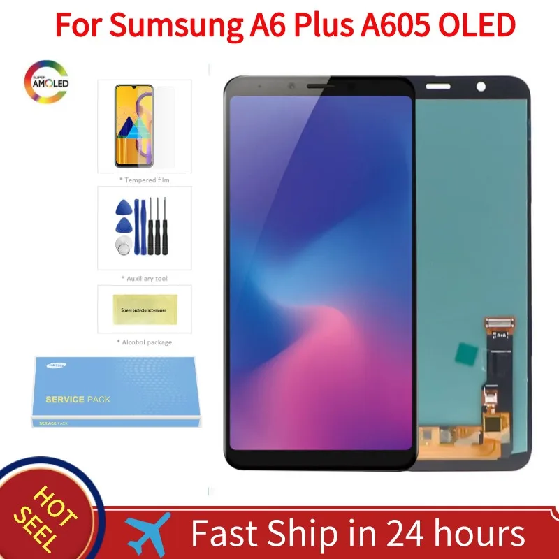 Super AMOLED 6.4''Screen For Samsung Galaxy A6 + A605 SM-A605F LCD Display With Touch Screen Digitizer Assembly+service package