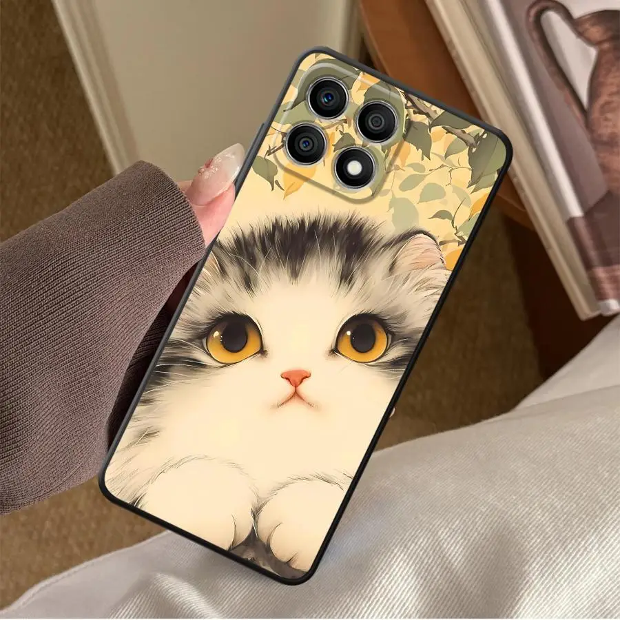 Фото Чехол для телефона Funda для Honor X8 X6 X7 200 400 Lite 70 8X 90 X5b Magic5Lite X9a в пасторальном стиле с изображением кошки №1