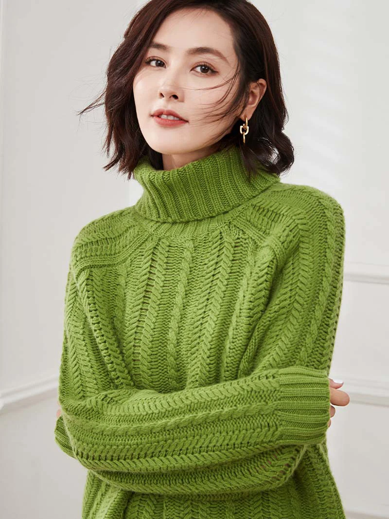 

Женский кашемировый свитер с высоким воротником, зимняя теплая удобная одежда, мягкий однотонный пуловер