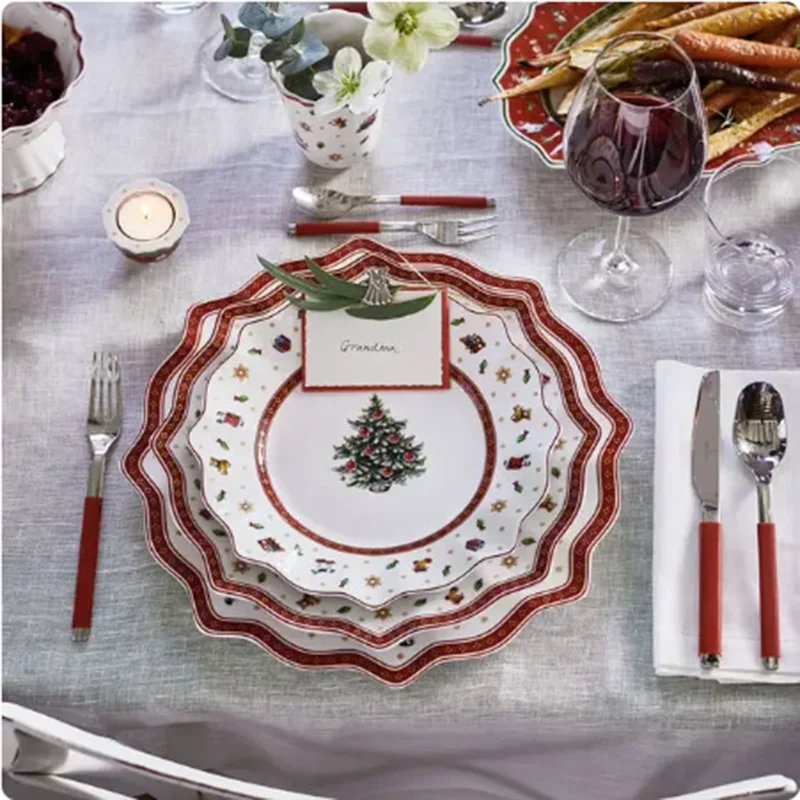 Рождественская посуда Weibao плоская тарелка круглая обеденная для торта кружка