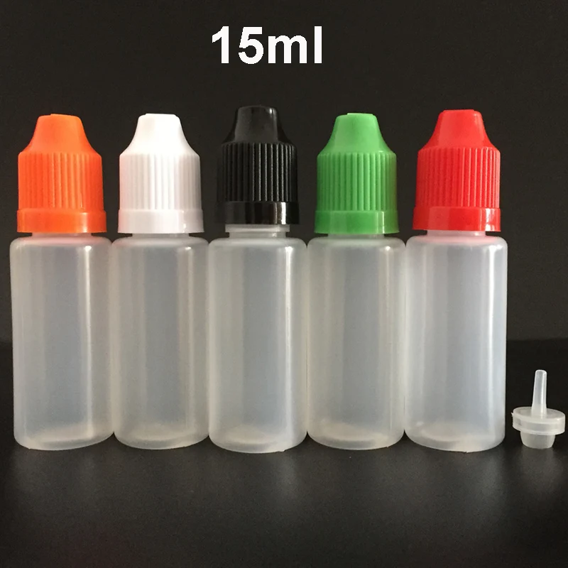 

200Pcs 15ml, 0.5 oz LDPE Plastic Squeezable Eye Liquid Dropper Bottles With Childproof Cap And Long Thin Tips