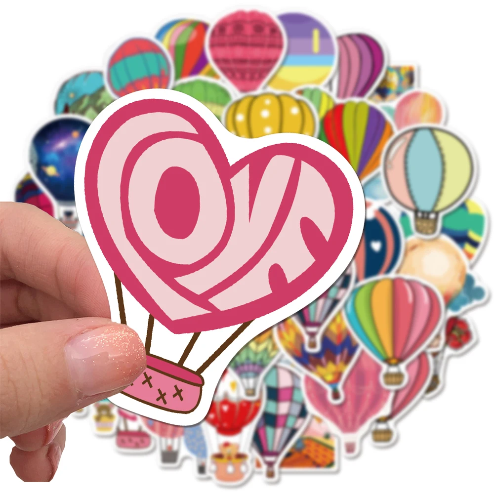 

50 PCS Romantic Hot Air Balloon Stickers for Laptop Luggage Bike Skateboard Guitar Waterproof Decals Cartoon Sticker Toys