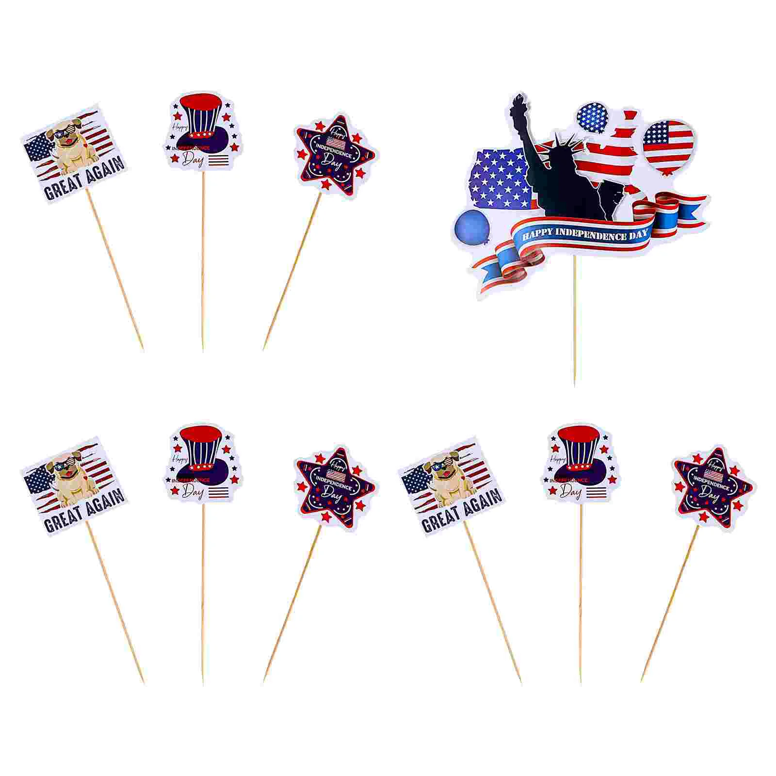 

13Pcs Independence Day Paper Celebrative Party Cake Insert Cards