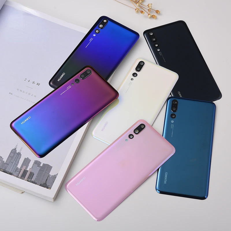 

Original Huawei P20 Pro Back Glass Battery Cover With Camera Lens Sticker For Huawei P20 Back Cover Rear Door Housing Case