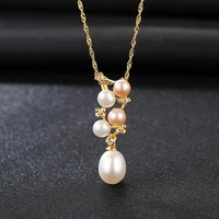 meibapjreal freshwater pearl simple personality golden pendant necklace 925 solid silver fine jewelry for women