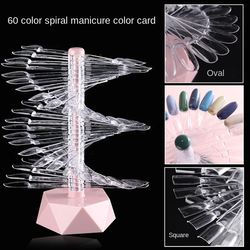 

Nail Art Tips Display Stand Spiral Shelf Showing Gel Polish Swatch Display Sample To Paint Color Chart Manicure Practice Tool