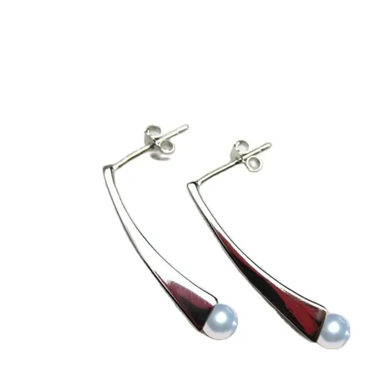 Серьги из серебра пробы с пресноводным жемчугом, 7-8 мм