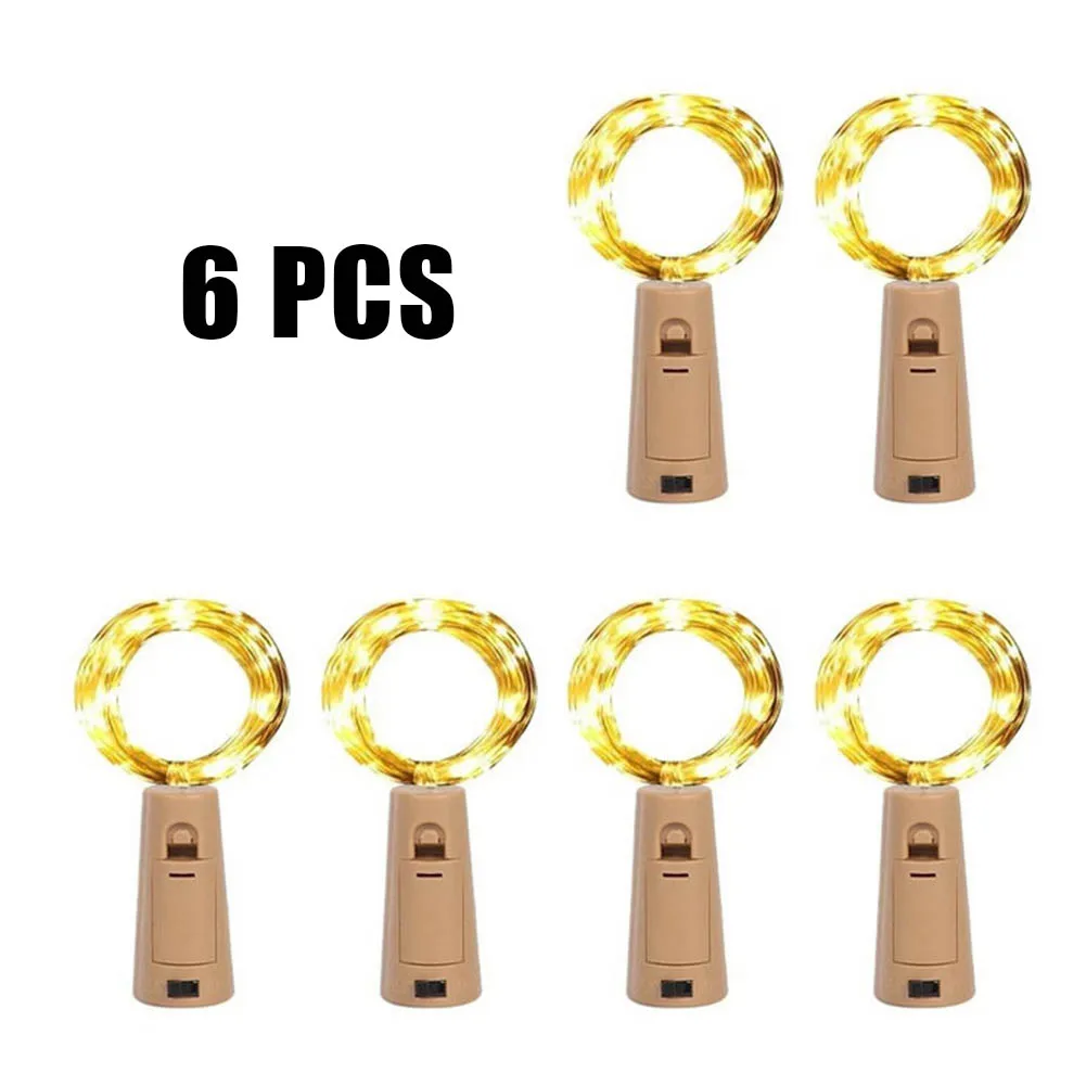 

String Lights Wine Bottle Light 10 Bulbs LED 6 PCS Batteries Installed Cork For Party Indoor Outdoor Decoration