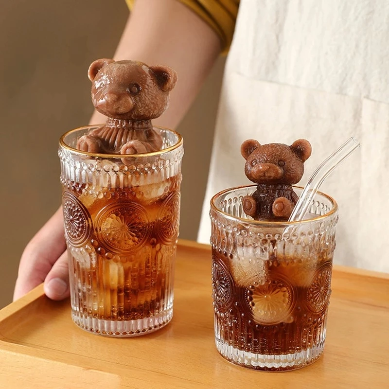 

3D Rose Flower Ice Cube Maker Teddy Bear Ice Cube Mold Cake Mould Tray Ice Cream DIY Tool Whiskey Wine Cocktail Mold