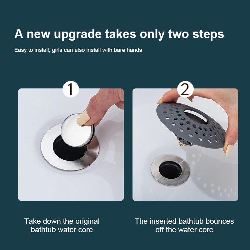 

Bath Stopper Tools Bathtub Stopper Stainless Steel Sink Strainer 2023 Sink Drains -up Bounce Core Upgraded Bathroom Tool