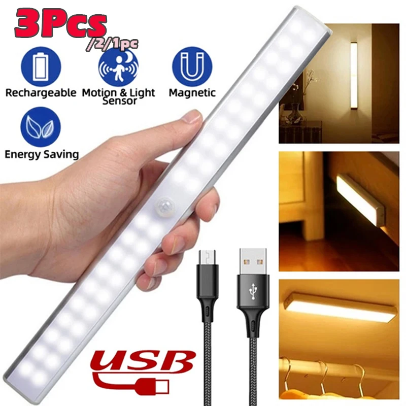 

Staircase Wardrobe Rechargeable Lamp Sensor Backlight For Lamp Light Night Light Kitchen Usb Wireless Led Motion Cabinet Night