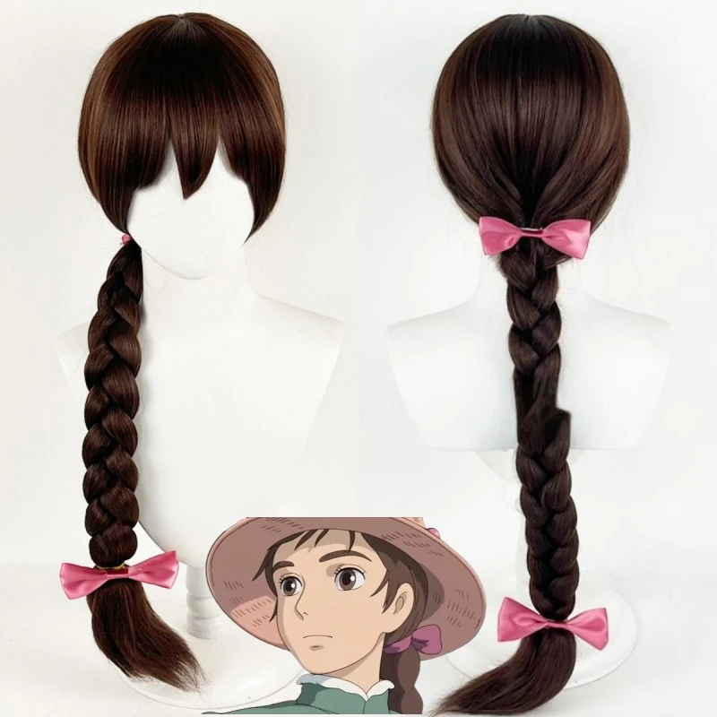 

Sophie Hatter Anime Howl's Moving Castle Long Brown Cosplay Wig Long Braids Synthetic Wigs + Free Wig Cap