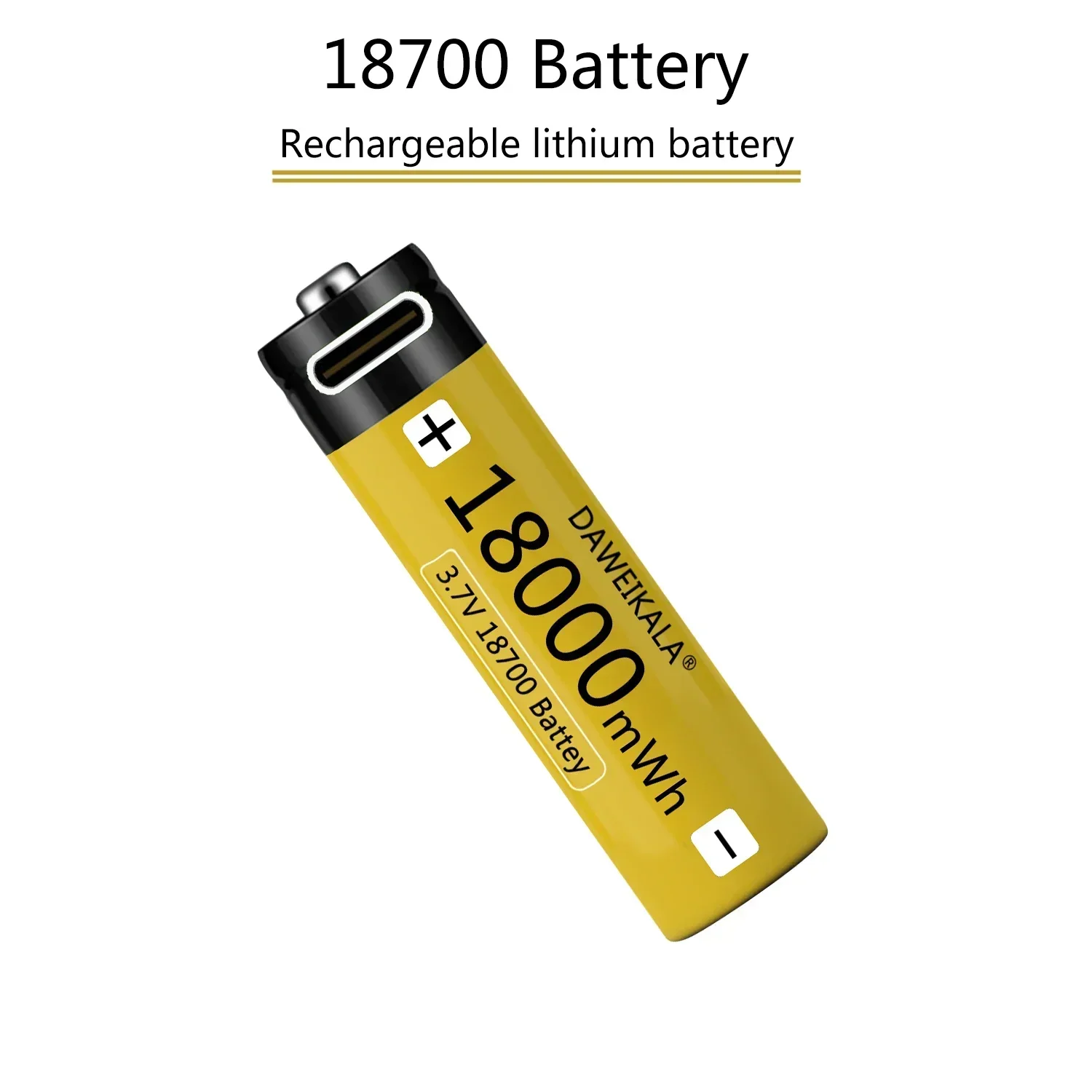 Daweikala 18650 Батарея USB Type-C 18700 3,7 В 18000 МВтч USB Литий-ионная аккумуляторная батарея для фонарика Электрический мобильный телефон Игрушка (art.: 3920ceedd4b62) - 3920ceedd4b62