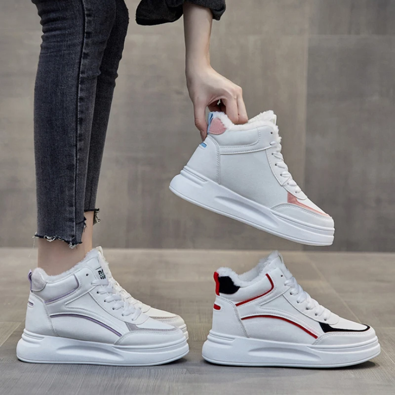 

Зимняя обувь, женские ботильоны для снега, комфортные бархатные сохраняющие тепло зимние кроссовки на платформе, женские повседневные спор...