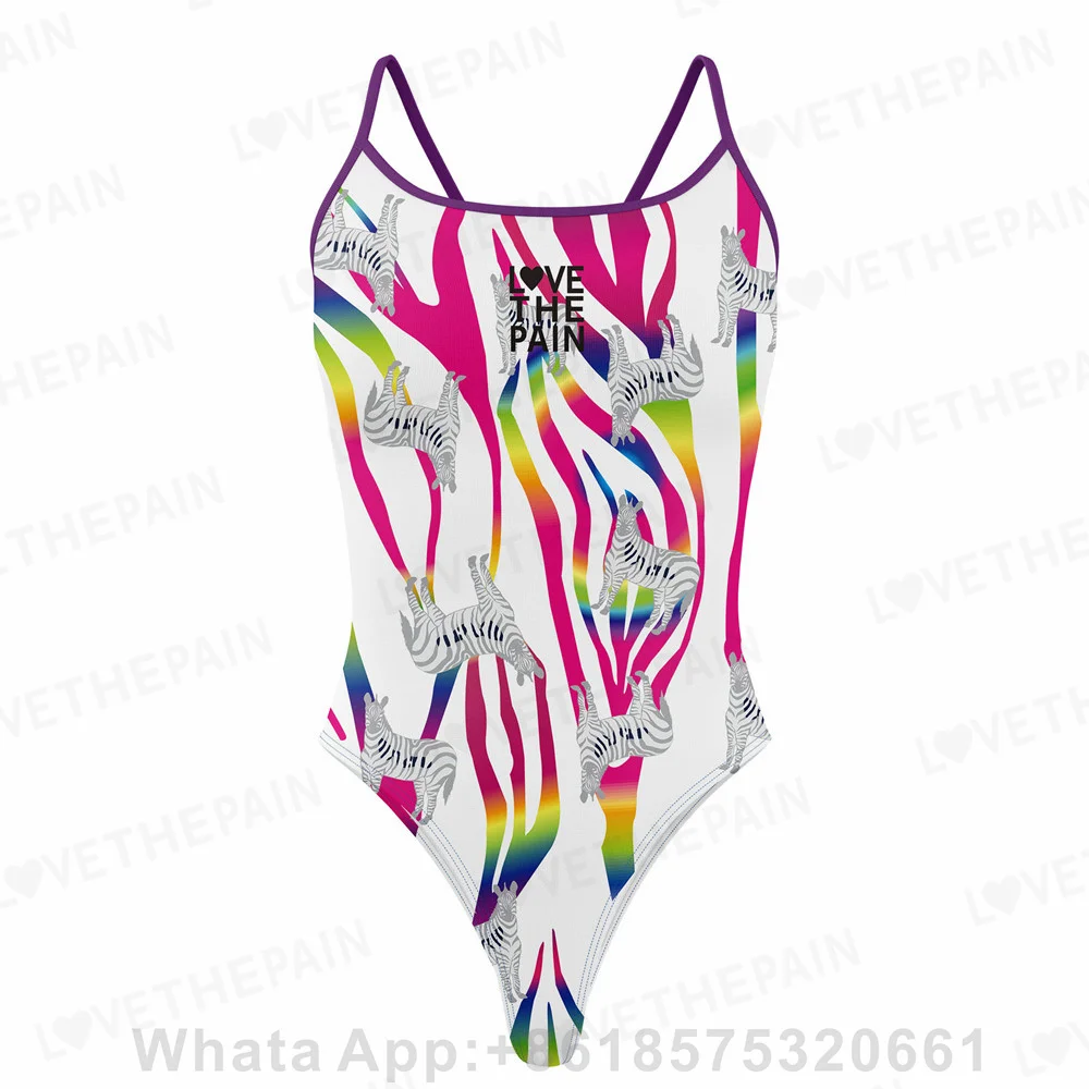 Sexy Back Print One-piece Swimsuit Women Swimwear Training Swimsuit Summer Beach Pool Comfort Bathing Suit Functional Swimwear