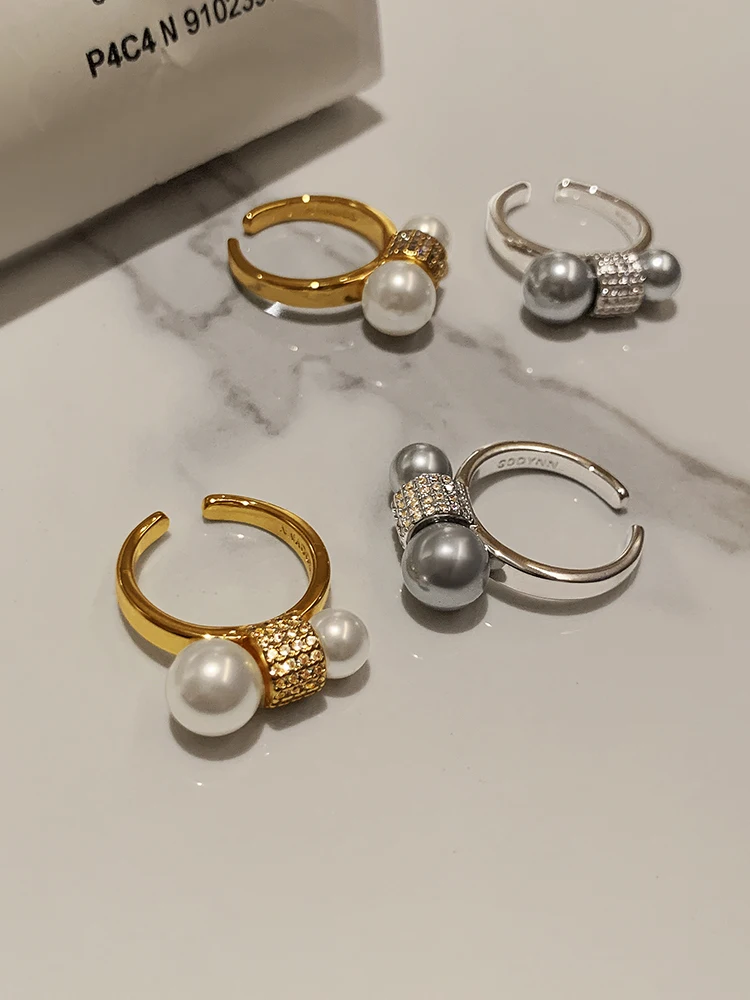 Открытое кольцо с жемчугом Lonyan Shijia женское дизайнерское регулируемое на палец