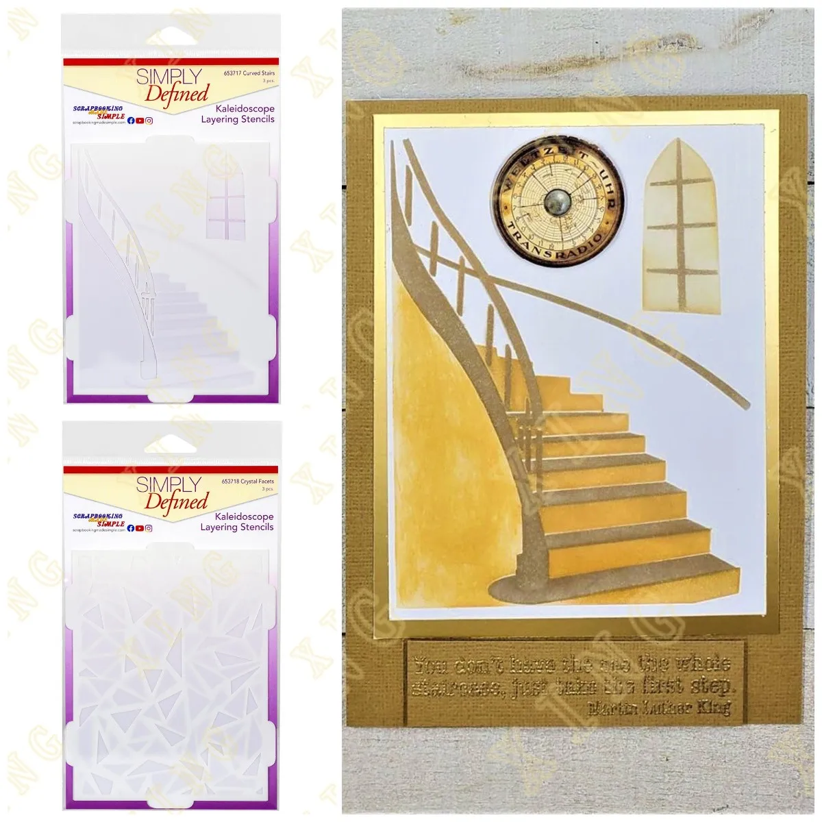 

New Crystal Facets Curved Stairs Layering Stencils Painting Diy Scrapbook Embossing Paper Card Album Craft Decorative Template